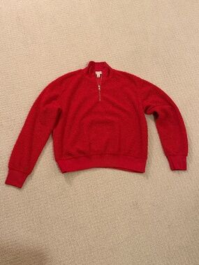 TOPSHOP cozy 1/4 zip, Candy apple rec—Size small